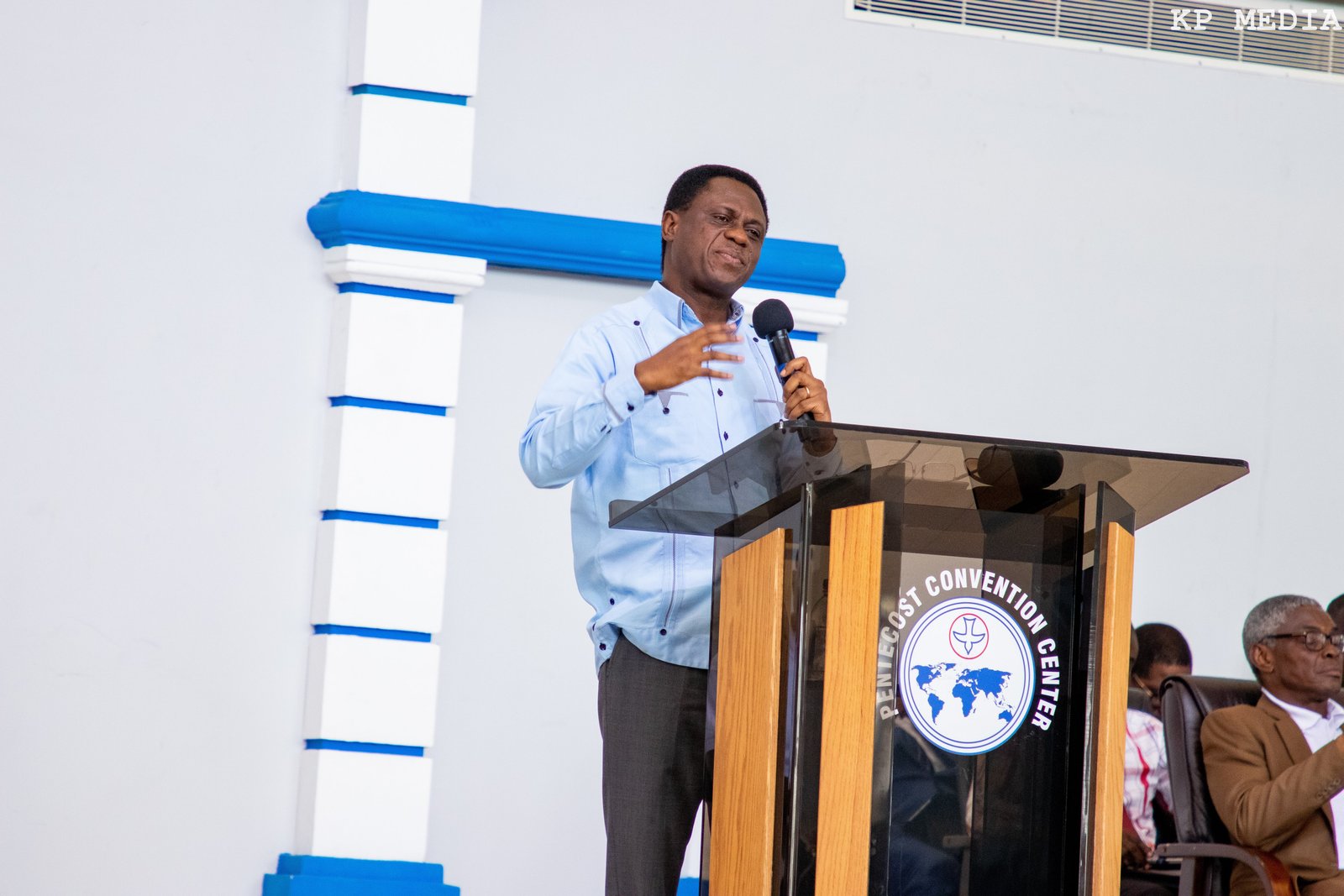 A Church leader sharing an address at the Pentecost Convention Centre